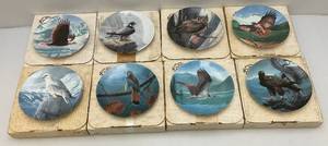 Misc. Collectible Knowles Birds Of Prey Adorned Plates Set Of (8) All In Original Boxes