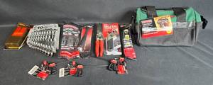 lot 12 image: Craftsman 21-Pocket Large Mouth Tool Bag with Assorted Hand Tools and Accessories - NIP and Unopened