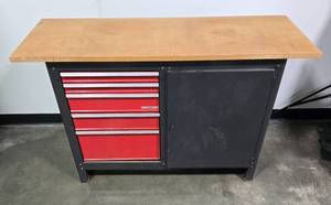 lot 15 image: Craftsman Workbench with 5 Drawers and Storage Cabinet