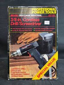 lot 27 image: Unused in MFG PKG Sears Craftsman Industrial 38-in. Cordless DrillScrewdriver with Accessories