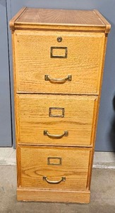 lot 120 image: Wooden File Cabinet with 3 Drawers - 39 Tall - no key