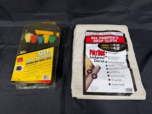 lot 222 image: Commercial Electric 1251-Piece Cable Tie Assortment and PolyDuk Leakproof Canvas Drop Cloth