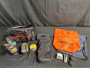 lot 136 image: Tool Bag with Craftsman Flashlight, Measuring Tape, Multitool, and Accessories