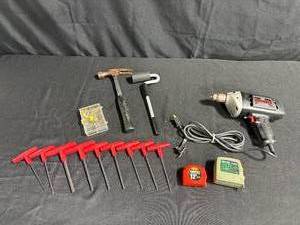 lot 138 image: Craftsman Power Drill and Mixed Tool Set with T-Handles, Tape Measure, and Screws