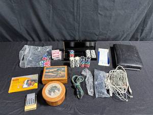 lot 144 image: Mixed Lot of Vintage Coasters, Poker Chips, Kodak Picture Paper, and Cables