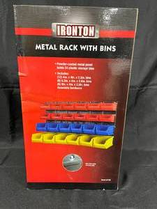lot 227 image: Ironton Metal Rack with Bins - Includes 20 Storage Bins