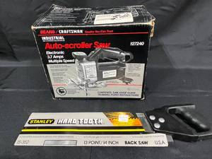 lot 253 image: Sears Craftsman Industrial Auto-Scroller Saw with Stanley Hard Tooth Back Saw