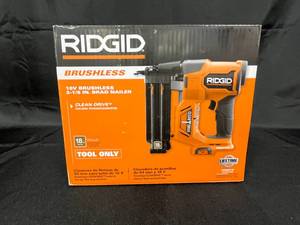 lot 258 image: RIDGID 18V Brushless 2-18 in. Brad Nailer - Tool Only