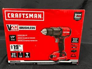 lot 262 image: Craftsman V20 Brushless Hammer Drill Kit - 12 Chuck