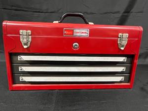 lot 267 image: Vintage Sears Craftsman Tool Chest with 3 Drawers and Key
