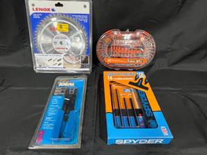 lot 270 image: Assorted Tools and Accessories Lot - Including Spyder Blades, Jorgensen Rotary Tool Kit, and Ideal Tool