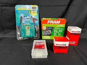 lot 271 image: Automotive Maintenance Kit with Motorcraft Fuel Filter, FRAM Cabin Filter, and 400 Watt Power Inverter