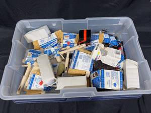 lot 200 image: Collection of Various Paintbrushes and Rollers in Storage Container