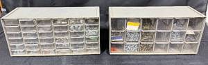 lot 286 image: Lot of 2 Storage Cabinets with Transparent Drawers for Hardware Parts - Contents included