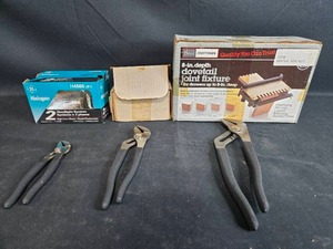 lot 53 image: Craftsman 8-Inch Depth Dovetail Joint Fixture with GE Halogen Headlight System and Set of 3 Pliers