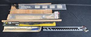 lot 54 image: Assorted Woodworking Tools Including Framing Clamp, Doweling Jigs, and Sliders