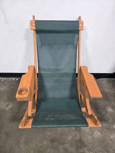 lot 61 image: Wooden Folding Lawn Chair with Cup Holder