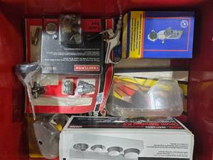 lot 70 image: Craftsman 15-Piece Drum Sanding Kit and Lock Set with Drill Stand