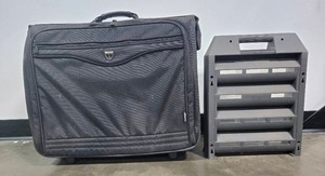 lot 76 image: Travelpro Rolling Black Luggage Bag & Rubbermaid Storage with Multiple Compartments