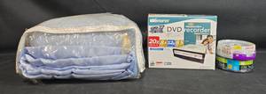 lot 87 image: Lot of DVD Recorder, Blank DVD Discs, and Reusable Blanket