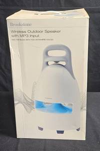 lot 158 image: Brookstone Wireless Outdoor Speaker with MP3 Input - Versatile and Portable