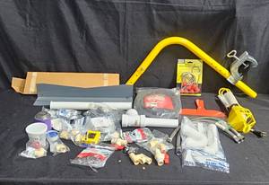 lot 179 image: Assorted Plumbing and Repair Supplies Lot with Ball Valve and Fittings