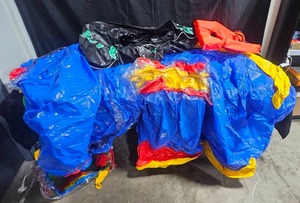 lot 187 image: Collection of Inflatable Water Toys Including Life Vest and Possible Bounce House