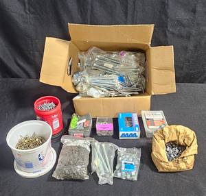 lot 192 image: Large Assortment of Various Fasteners, Screws, and Hardware Supplies