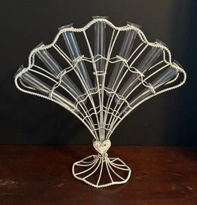 lot 45 image: Fanned White Metal Bud Vase
