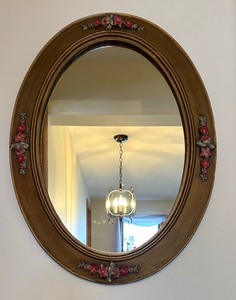 lot 105 image: Vintage Oval Wall Mirror with Floral Accents
