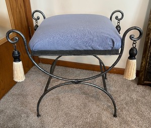 lot 130 image: Vintage Metal Stool with Tassels