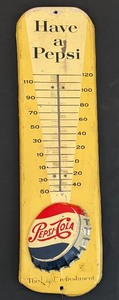 lot 16 image: Vintage Pepsi Metal Advertising Thermometer