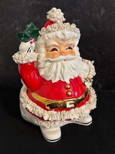 lot 125C image: Vintage NAPCO Spaghetti Santa Clause Candy Dish  Planter