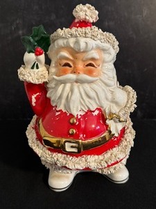lot 58C image: Vintage NAPCO Spaghetti Santa Clause Planter  Candy Dish