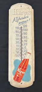 lot 4 image: Vintage Hires Metal Advertising Thermometer