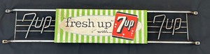 lot 1 image: Vintage 7up Door Push Bar  Vintage 7up Fresh Up Door Push Bar  Vintage Stout Sign Company 7Up Door Push Bar