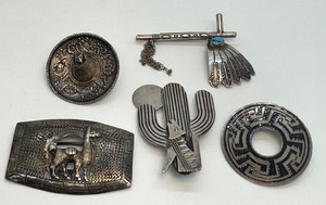lot 212J image: Assorted Silver Jewelry Items including Vintage Southwest Style Jewelry Items including Sterling Silver