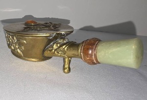 lot 163 image: Vintage Brass Silk Iron with Hard Stone Handle
