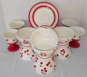 lot 164 image: Fun Red & White Dishware Selection
