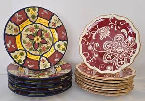 lot 174 image: Colorful Pier 1 Imports Plate Sets
