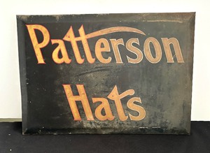 lot 289 image: Vintage Metal Patterson Hats Sign