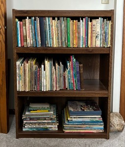 lot 293 image: Variety of New and Old Childrens Books with Book Shelf