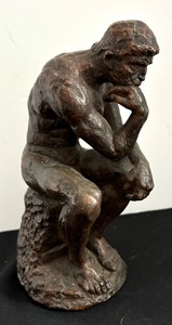 lot 346 image: The Thinker Reproduction Cast Metal Sculpture by Auguste Rodin