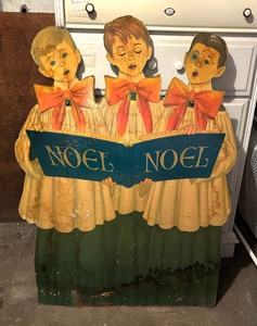 lot 358 image: Adorable Vintage Caroler Decorative Large Cardboard Cut Out