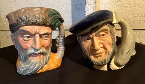 lot 366 image: Captain Ahab and Robinson Crusoe Royal Doulton Toby Mugs