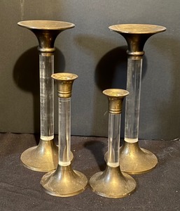 lot 372 image: Four Beautiful Brass and Lucite Candle Holders