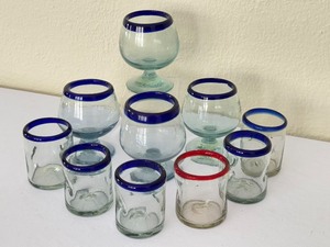 lot 325 image: Hand Blown Glass Brandy Snifters and Small Tumblers