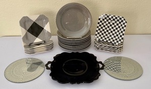 lot 309 image: Variety of Black and White Luncheon Plates