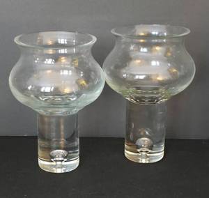 lot 402 image: Heavy Solid Glass Based Candleholders