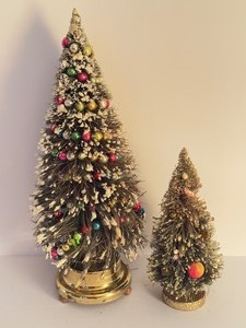 lot 438 image: Two Vintage Bottle Brush Christmas Trees